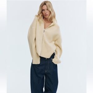 H&M Light Yellow Zip-Up Sweater Cardigan